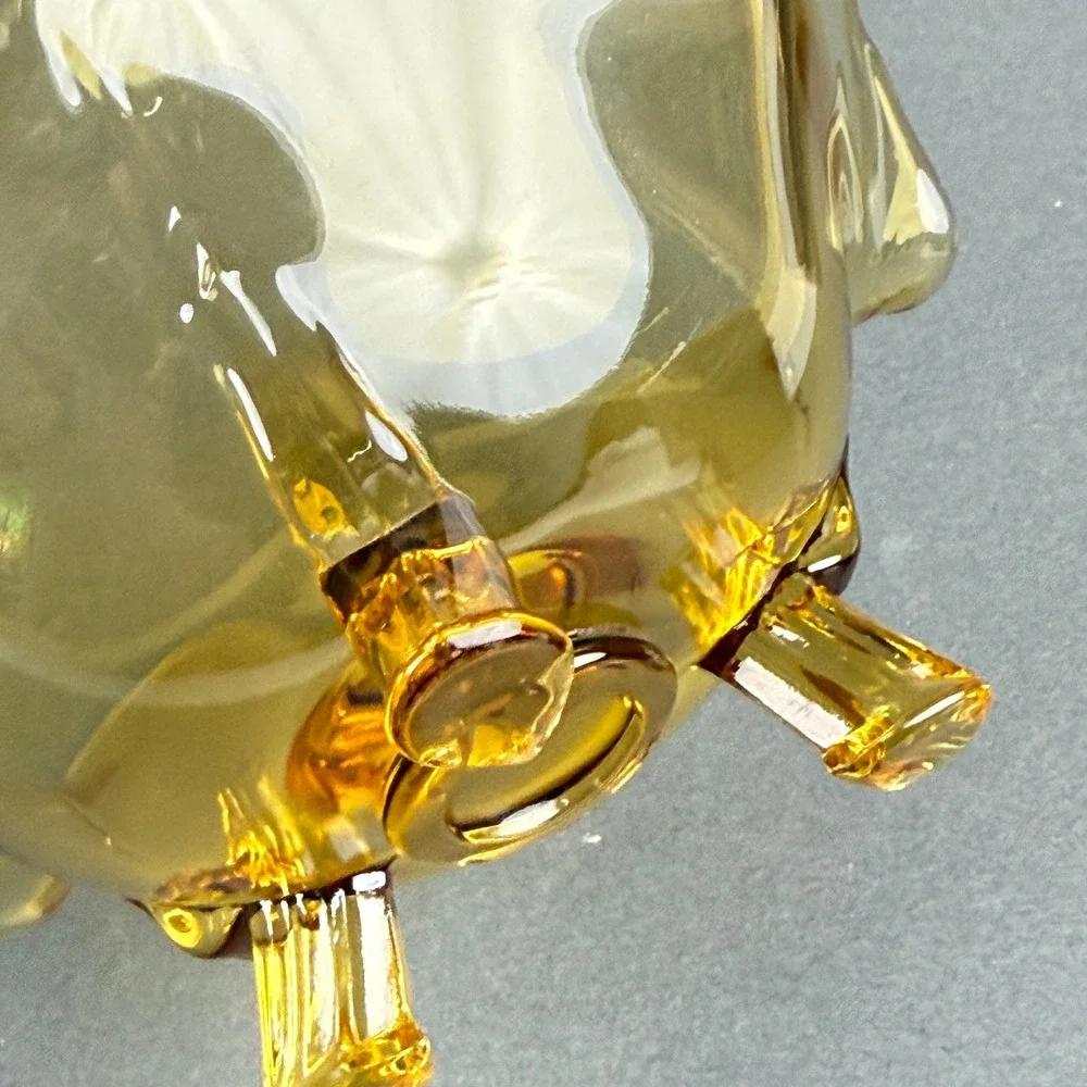 Amber Glass Ruffled Footed Bowl, Decorative Candy Dish Toy